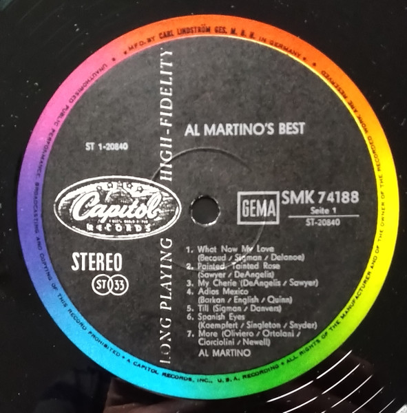 Cover zu Al Martino - Al Martino's Best | 1966 | Vinyl | Jazz, Pop | Germany Schallplatten Ankauf