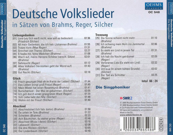 Cover zu Singphoniker - Deutsche Volkslieder | CD Schallplatten Ankauf