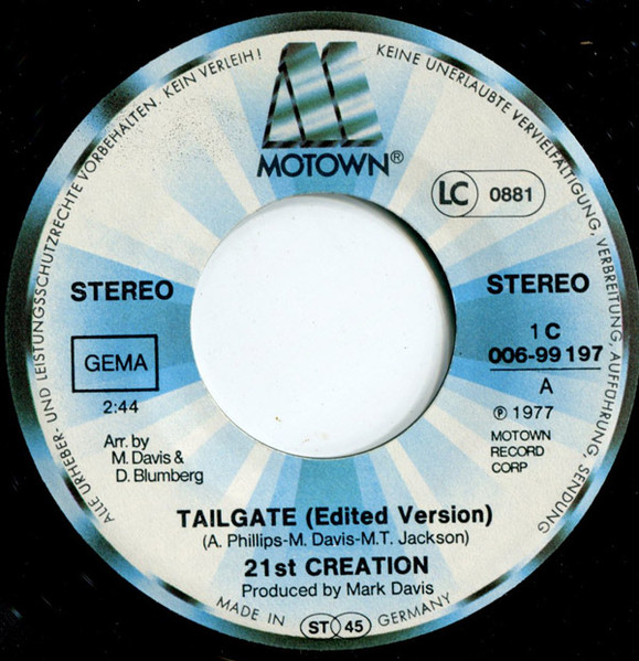 Cover zu 21st Creation - Tailgate | 1977 | Vinyl, 45 RPM, 7