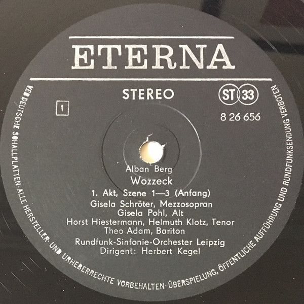 Cover zu Alban Berg - Gisela Schröter, Theo Adam, Rundfunk-Sinfonie-Orchester Leipzig, Herbert Kegel - Wozzeck | 1977 | Vinyl | Classical | German Democratic Republic (GDR)