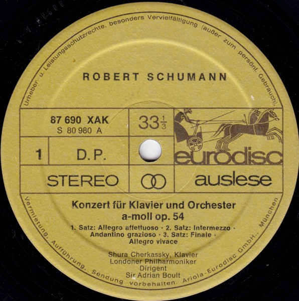 Cover zu Robert Schumann, Edvard Grieg - Shura Cherkassky, London Philharmonic Orchestra, Sir Adrian Boult - Klavierkonzerte | Vinyl | Classical | Germany