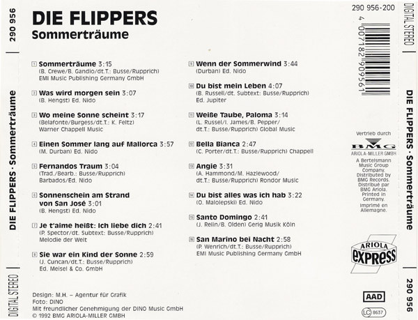 Cover zu Die Flippers - Sommerträume | 1992 | Vinyl | Pop | Germany