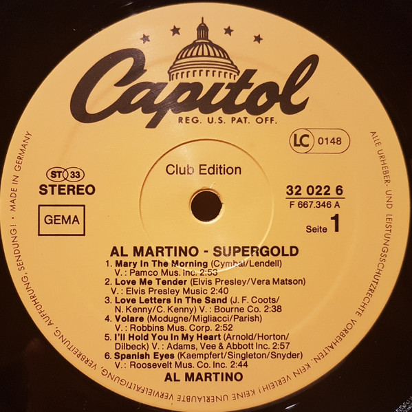 Cover zu Al Martino - Supergold | Vinyl | Jazz, Pop | Germany Schallplatten Ankauf