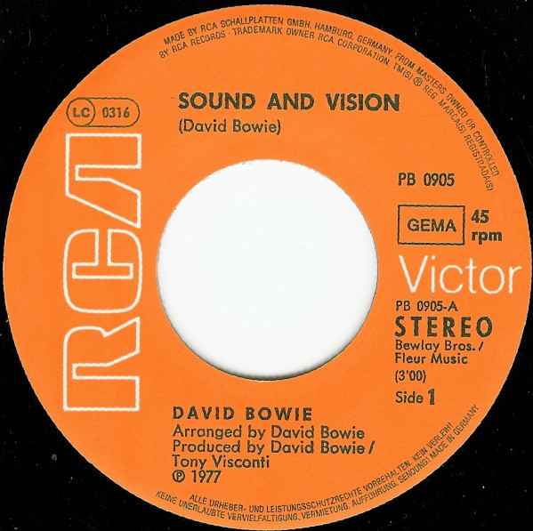 Cover zu David Bowie - Sound And Vision | 1977 | Vinyl | Rock, Pop | Germany Schallplatten Ankauf