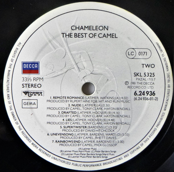 Cover zu Camel - Chameleon The Best Of Camel | 1981 | Vinyl | Pop, Rock | Germany