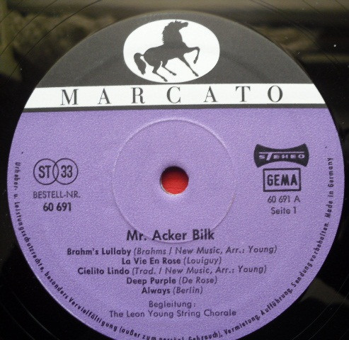 Cover zu Acker Bilk - Mr. Acker Bilk | 1967 | Vinyl | Jazz, Pop | Germany Schallplatten Ankauf