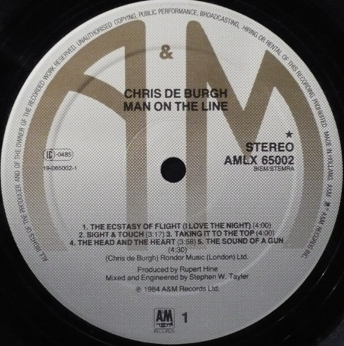Cover zu Chris de Burgh - Man On The Line | 1984 | LP, Album, Club | Rock | Europe