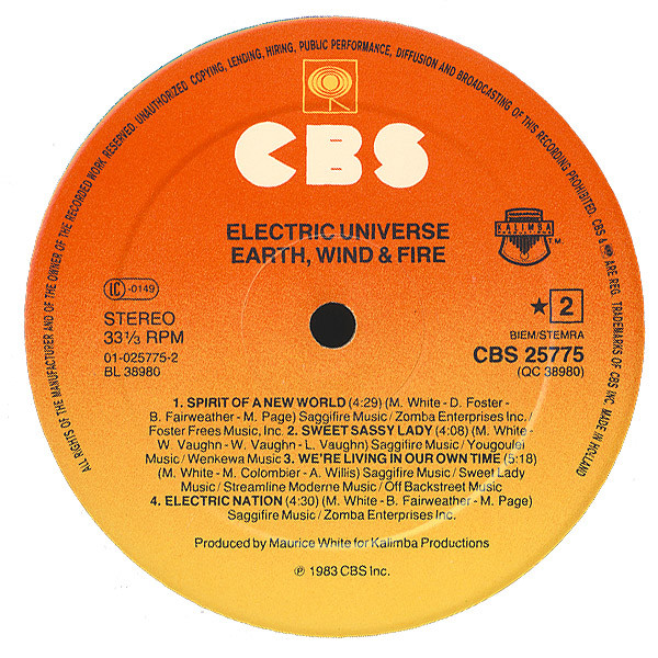 Cover zu Earth, Wind & Fire - Electric Universe | 1983 | Vinyl | Funk / Soul | Europe Schallplatten Ankauf