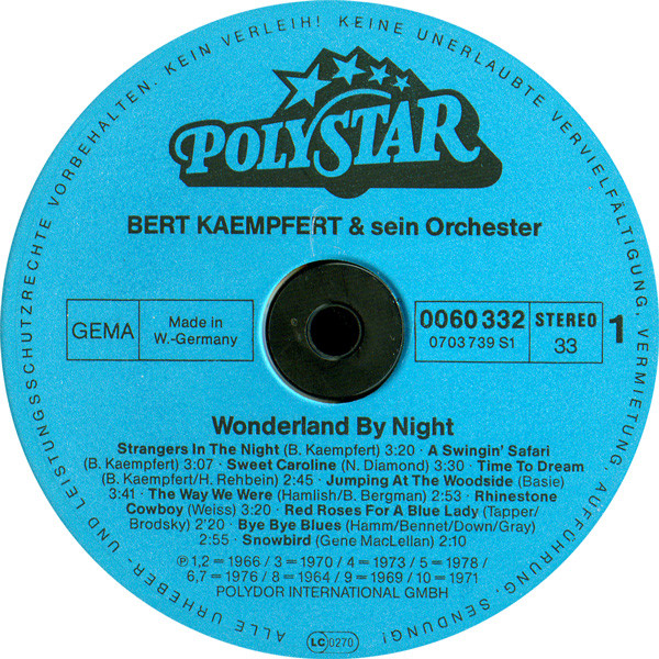 Cover zu Bert Kaempfert & His Orchestra - Wonderland By Night | 1980 | Vinyl | Jazz, Pop | Germany