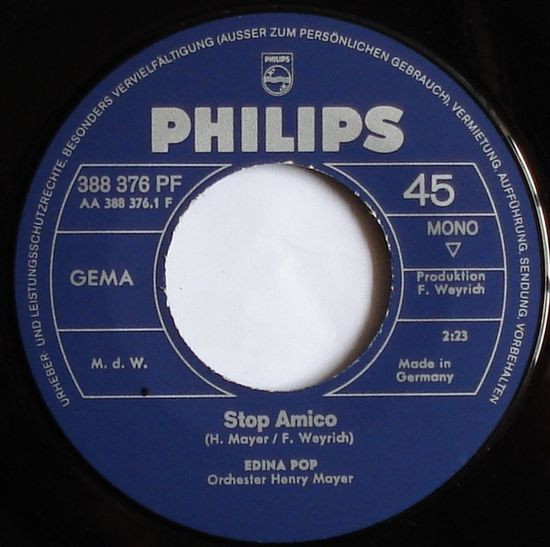 Cover zu Edina Pop - Stop Amico / Holiday In Germany | 1969 | Vinyl | Pop | Germany Schallplatten Ankauf