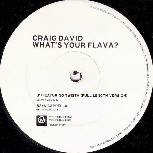 Cover zu Craig David - What's Your Flava? | 2002 | Vinyl | Electronic, Hip Hop, Funk / Soul | UK Schallplatten Ankauf