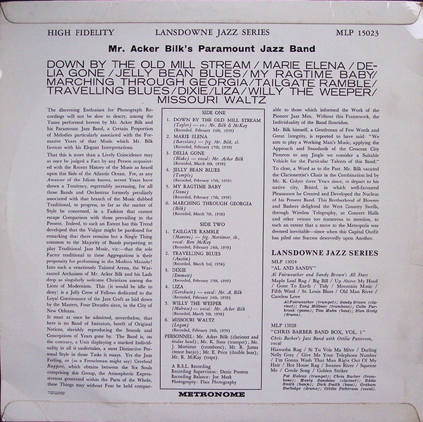 Cover zu Acker Bilk And His Paramount Jazz Band - The Noble Art of Mr. Acker Bilk | Vinyl | Jazz | Denmark Schallplatten Ankauf