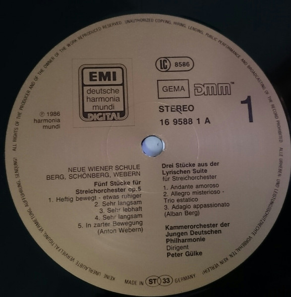 Cover zu Alban Berg - Arnold Schoenberg · Anton Webern · Junge Deutsche Philharmonie · Peter Gülke · Eva Csapó - Neue Wiener Schule | 1986 | Vinyl | Classical | Germany