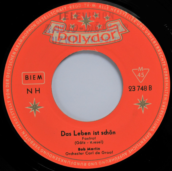 Cover zu Bob Martin (3) Und Die MonteCarlos, Orchester Carl De Groof - Die Nacht Ist Zu Schön | 1958 | Vinyl | Pop | Germany Schallplatten Ankauf
