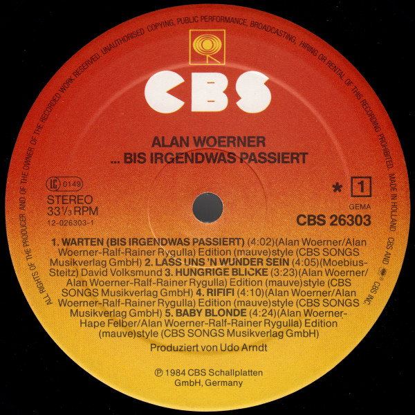 Cover zu Alan Woerner - ...Bis Irgendwas Passiert | 1984 | Vinyl | Pop | Germany Schallplatten Ankauf