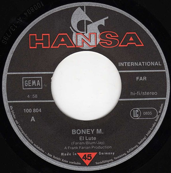 Cover zu Boney M. - El Lute / Gotta Go Home | 1979 | Vinyl | Funk / Soul, Pop | Germany Schallplatten Ankauf