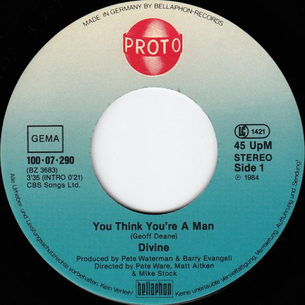 Cover zu Divine - You Think You're A Man | 1984 | 7