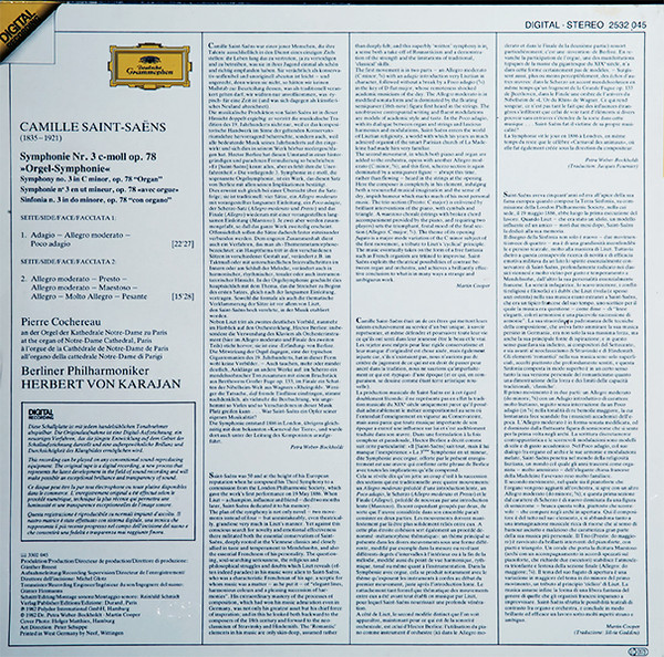Cover zu Camille Saint-Saëns - Pierre Cochereau, Berliner Philharmoniker, Herbert von Karajan - Symphony No.3