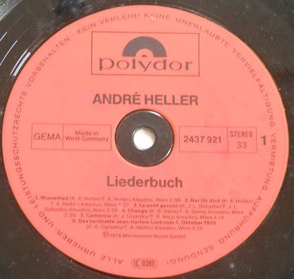Cover zu André Heller - Liederbuch | 1981 | Vinyl | Rock, Folk, World, & Country | Germany