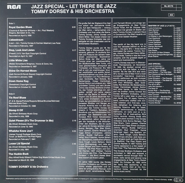 Cover zu Tommy Dorsey And His Orchestra - Jazz Special Let There Be Jazz | 1983 | Vinyl | Jazz | Germany