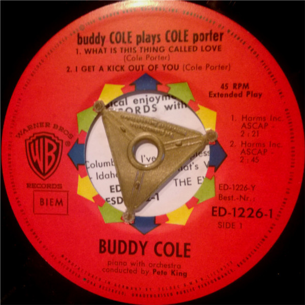 Cover zu Buddy Cole - Buddy Cole Plays Cole Porter | 1960 | Vinyl | Jazz | Germany Schallplatten Ankauf