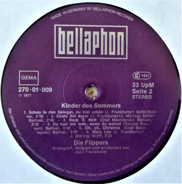 Cover zu Die Flippers - Kinder Des Sommers | 1977 | Vinyl | Pop | Germany