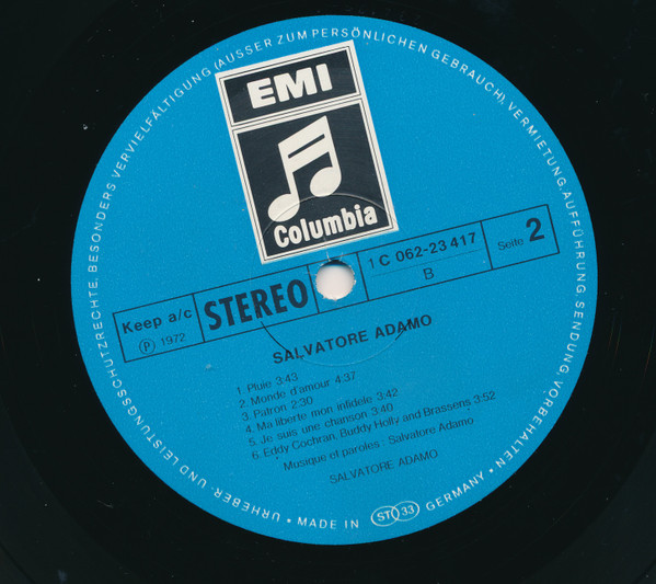 Cover zu Adamo - Adamo | 1972 | Vinyl | Pop | Germany