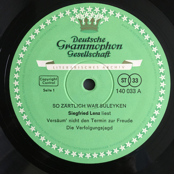 Cover zu Siegfried Lenz - So Zärtlich War Suleyken - Siegfried Lenz Liest Fünf Masurische Geschichten | Vinyl | Non-Music | Germany Schallplatten Ankauf