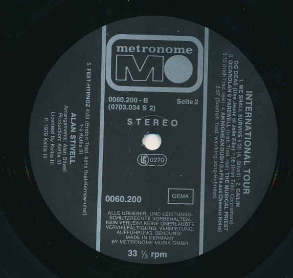 Cover zu Alan Stivell - 3rd Live : International Tour Tro Ar Bed | 1979 | Vinyl | Rock, Folk, World, & Country | Germany Schallplatten Ankauf