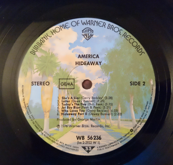 Cover zu America (2) - Hideaway | 1976 | Vinyl | Rock, Pop | Germany