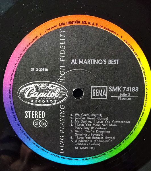 Cover zu Al Martino - Al Martino's Best | 1966 | Vinyl | Jazz, Pop | Germany