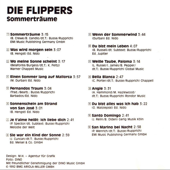 Cover zu Die Flippers - Sommerträume | 1992 | Vinyl | Pop | Germany Schallplatten Ankauf