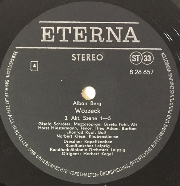 Cover zu Alban Berg - Gisela Schröter, Theo Adam, Rundfunk-Sinfonie-Orchester Leipzig, Herbert Kegel - Wozzeck | 1977 | Vinyl | Classical | German Democratic Republic (GDR)