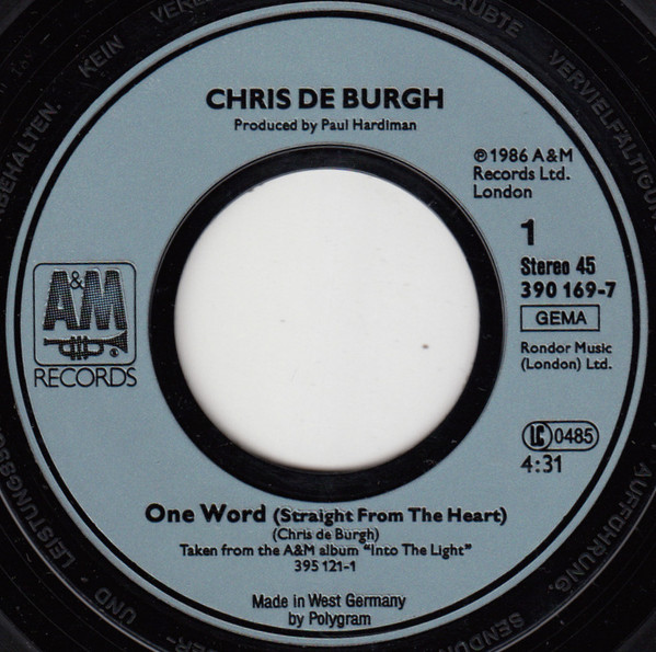 Cover zu Chris De Burgh - One Word (Straight To The Heart) | 1987 | Vinyl | Rock, Pop | Europe