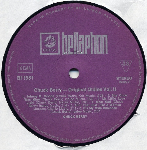 Cover zu Chuck Berry - Original Oldies Vol. 2 | 1973 | Vinyl, LP, Compilation, Stereo | Rock, Funk / Soul | Germany