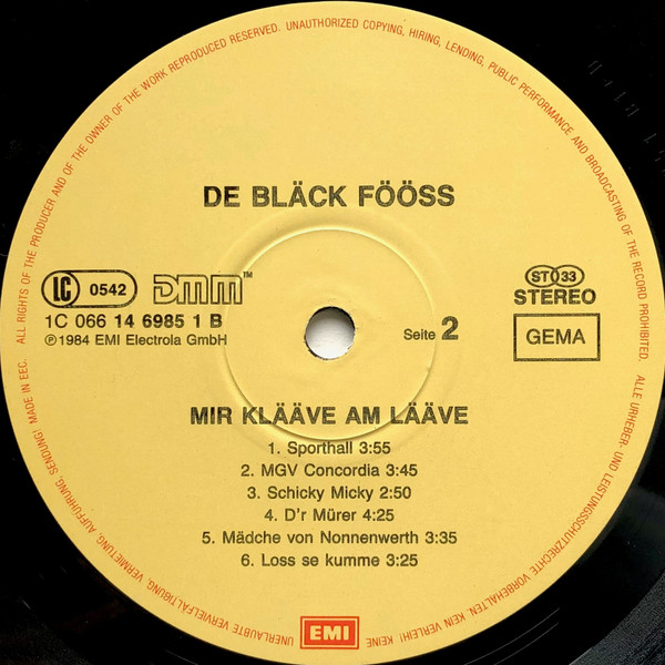 Cover zu Bläck Fööss - Mir Klääve Am Lääve | 1984 | Vinyl | Folk, World, & Country | Germany