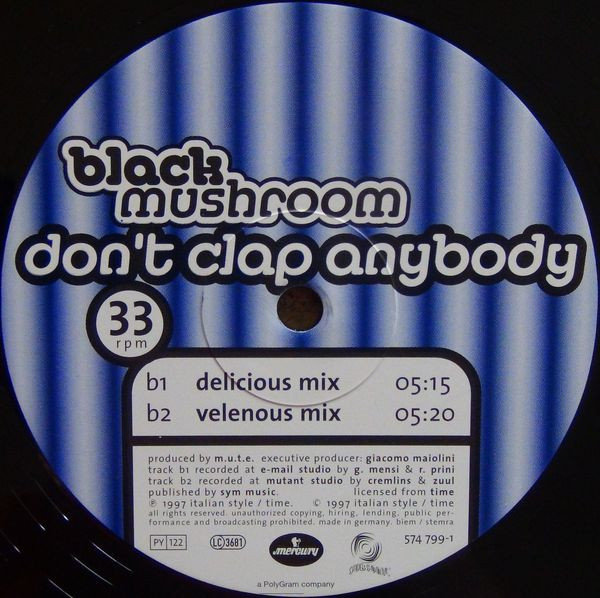 Cover zu Black Mushroom - Don't Clap Anybody | 1997 | Vinyl | Electronic | Germany Schallplatten Ankauf