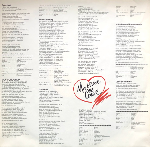 Cover zu Bläck Fööss - Mir Klääve Am Lääve | 1984 | Vinyl | Folk, World, & Country | Germany