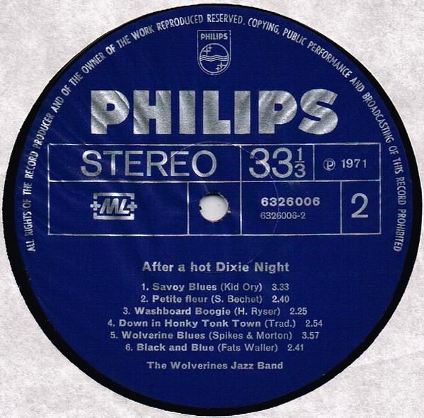 Cover zu The Wolverines Jazzband - After A Hot Dixie-Night | 1971 | Vinyl | Jazz | Switzerland