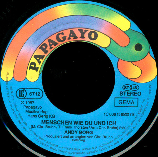 Cover zu Andy Borg - Angelo Mio / Menschen Wie Du Und Ich | 1987 | Vinyl | Pop | Germany