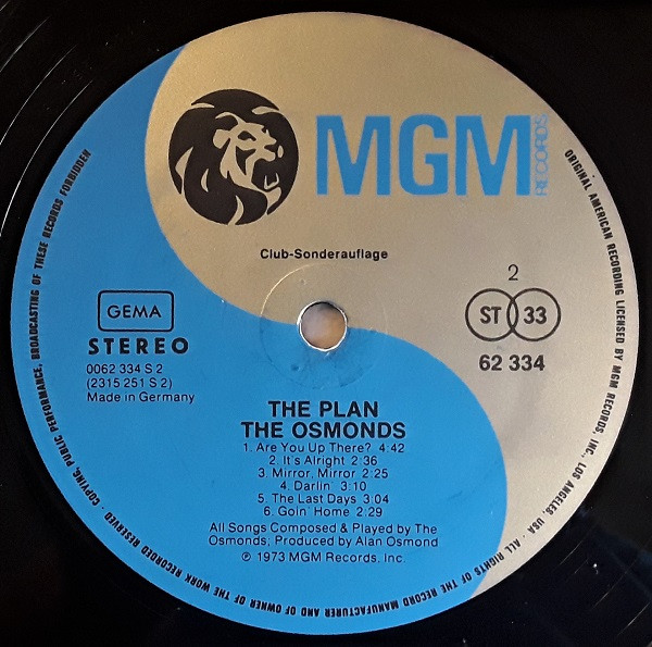 Cover zu The Osmonds - The Plan | 1973 | Vinyl | Rock | Germany