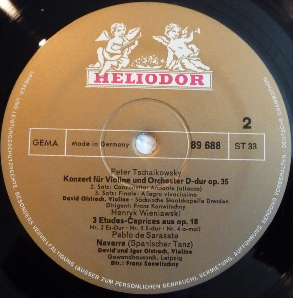 Cover zu Pyotr Ilyich Tchaikovsky, Henryk Wieniawski, Pablo de Sarasate, David Oistrach & Igor Oistrach - Violin Concerto In D / Three Etudes-Caprices / Navarra | 1967 | Vinyl | Classical | Germany Schallplatten Ankauf