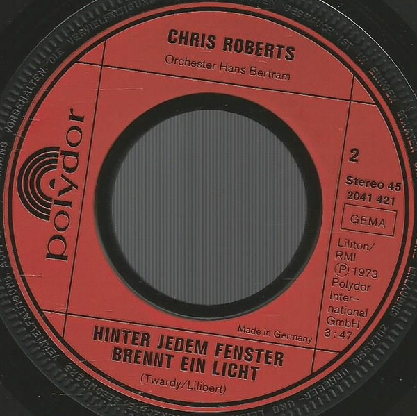 Cover zu Chris Roberts - Eine Freude Vertreibt 100 Sorgen | 1973 | Vinyl | Pop | Germany Schallplatten Ankauf