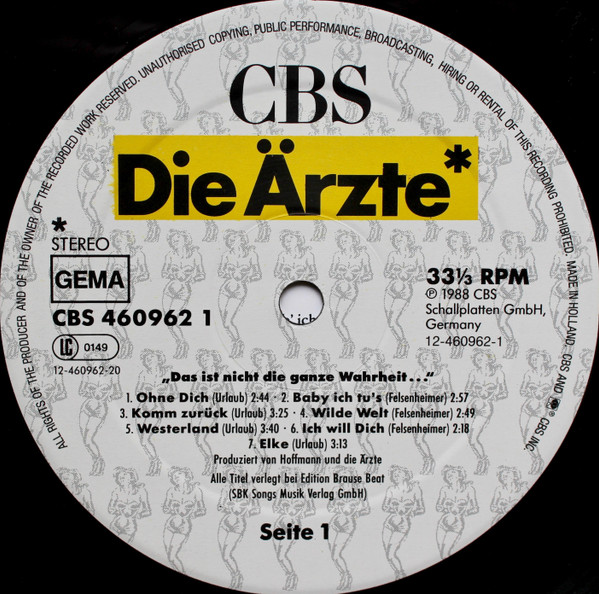 Cover zu Die Ärzte - Das Ist Nicht Die Ganze Wahrheit... | 1988 | LP, Album | Rock, Pop | Germany Schallplatten Ankauf