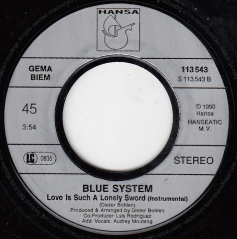 Cover zu Blue System - Love Is Such A Lonely Sword | 1990 | Vinyl | Electronic | Europe