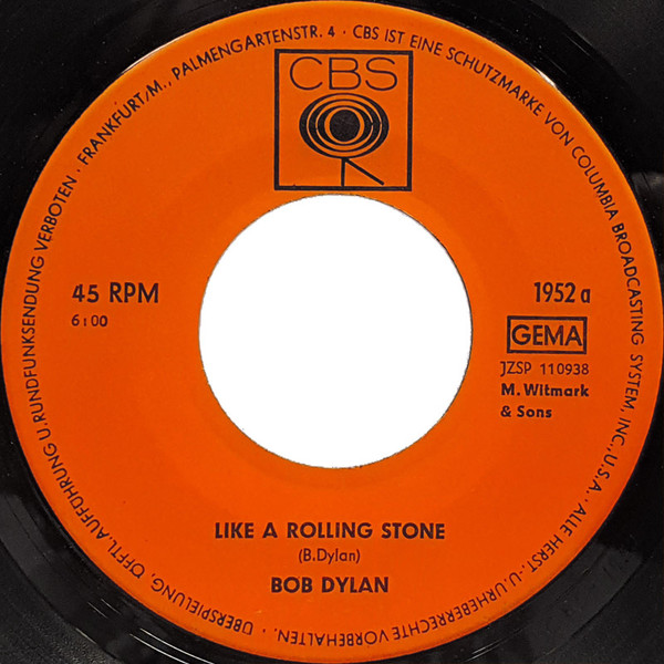 Cover zu Bob Dylan - Like A Rolling Stone / Gates Of Eden | 1965 | Vinyl | Rock, Folk, World, & Country | Germany Schallplatten Ankauf