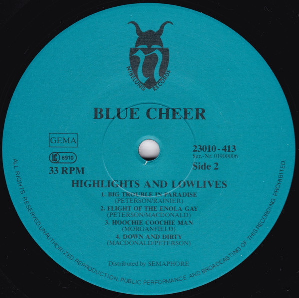 Cover zu Blue Cheer - Highlights And Lowlives | 1990 | Vinyl | Rock | Germany