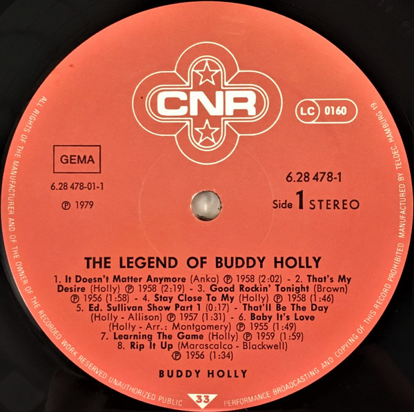 Cover zu Buddy Holly - The Legend Of Buddy Holly - Original Early Recordings | 1979 | Vinyl | Rock, Pop | Germany