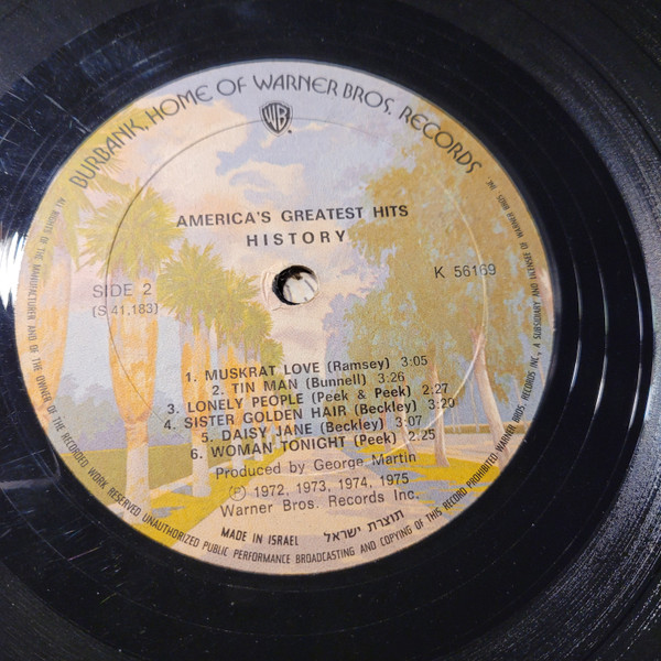 Cover zu America (2) - History - America's Greatest Hits | 1975 | Vinyl | Rock | Israel Schallplatten Ankauf
