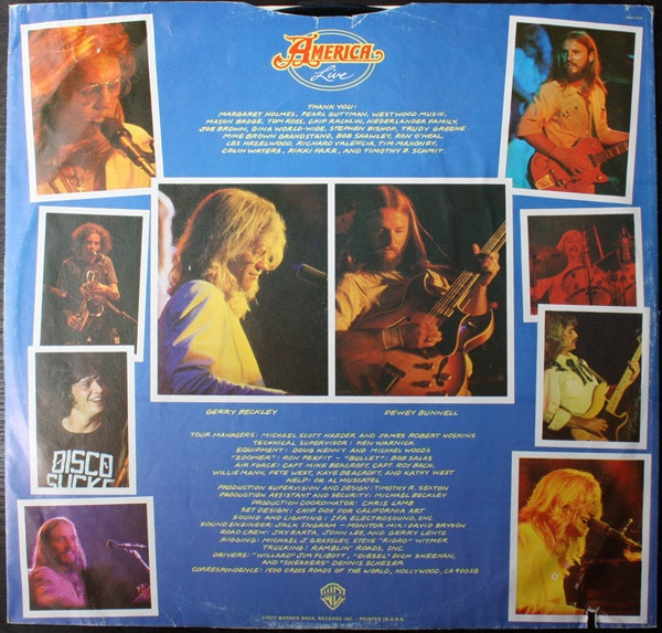 Cover zu America (2) - Live | 1977 | Vinyl | Rock | US